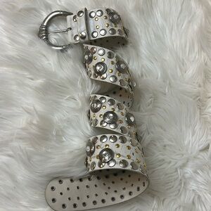 Nannini Cream and Silver Studded Belt